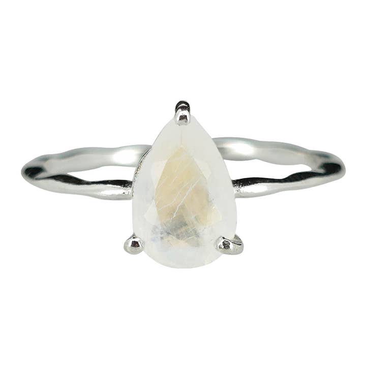 Amberman - Wholesale Single Stone/Solitaire Ring - Faceted Moonstone Sterling Silver Ring