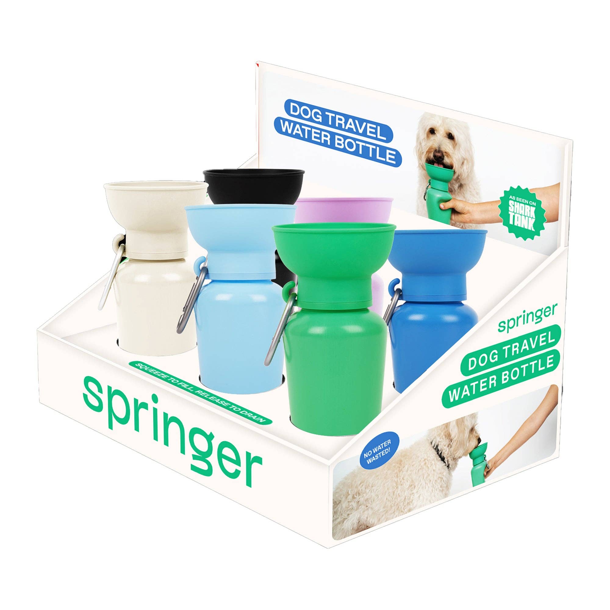 Springland Pets - Wholesale Pet Water Bottle - Dog - Counter Display: Dog Travel Bottles, 20oz Flip2