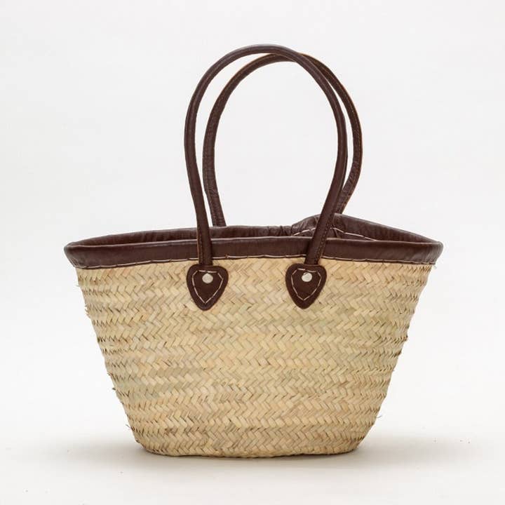 Palm leaves market basket,French Basket,Moroccan straw bag for wholesale by HandHappiness