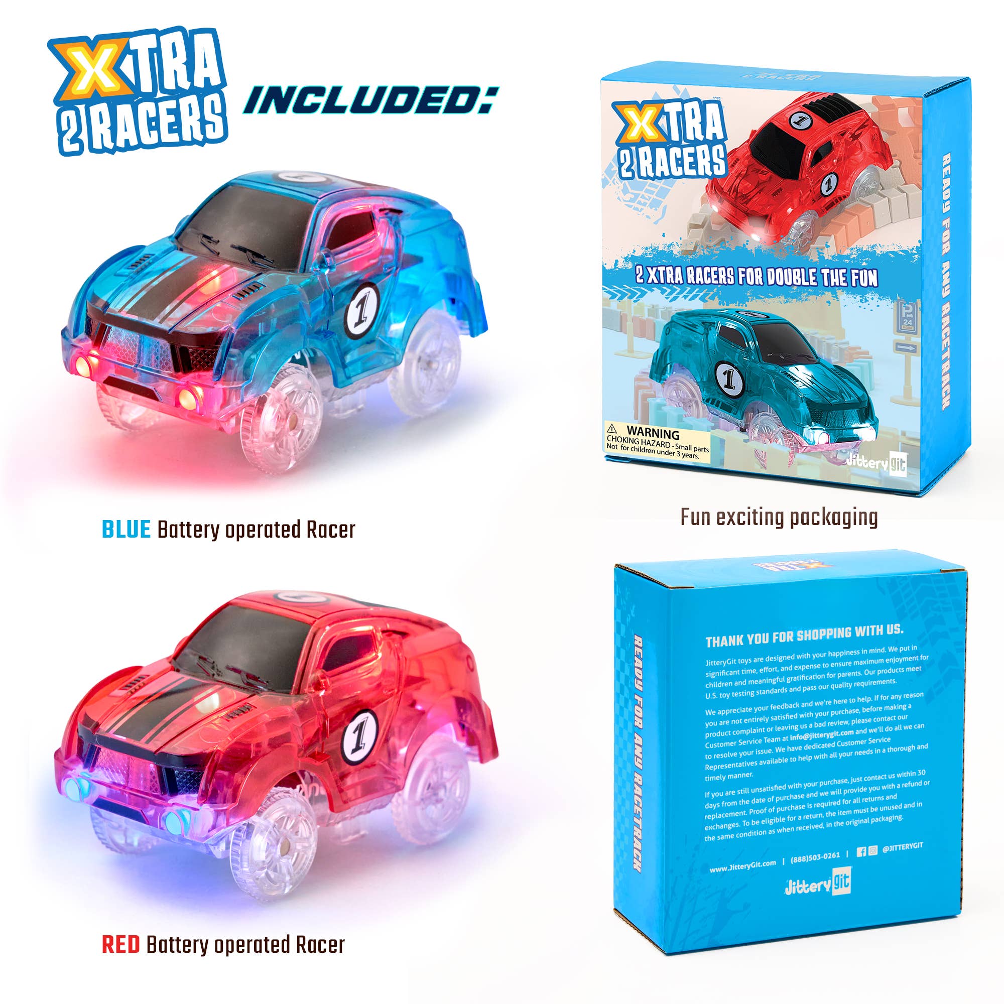 JitteryGit - Vente Voiture/camion miniature – enfant - Ensemble de 2 jouets lumineux sur le thème du Speedway, voitures de course7