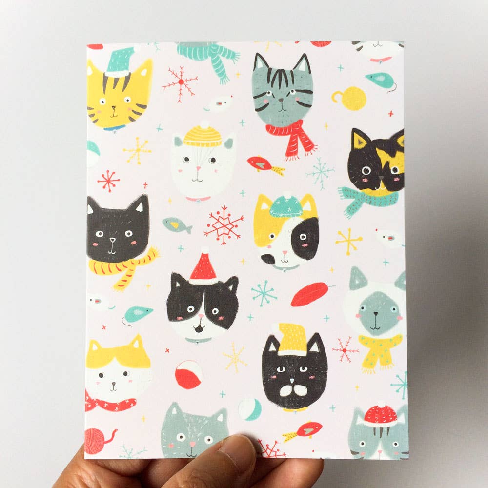 Honeyberry Studios - Vente Cartes de vœux saisonnières - Carte de vœux de Noël Winter Kitties2