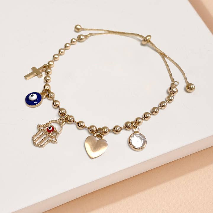 StarryNYC - Wholesale Charm/Dangle Bracelet - CCB Beads Adjustable with Multi Charm Dangle Bracelet0