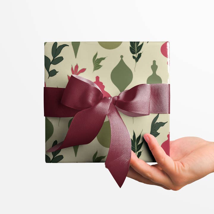 Kartoti Designs - Wholesale Wrapping Paper Roll - Light Christmas Ornaments Wrapping Paper2