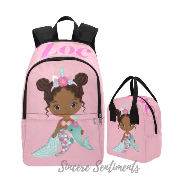 Set zaino e borsa per il pranzo a sirena rosa per la vendita all'ingrosso da parte di Sincere Sentiments LLC