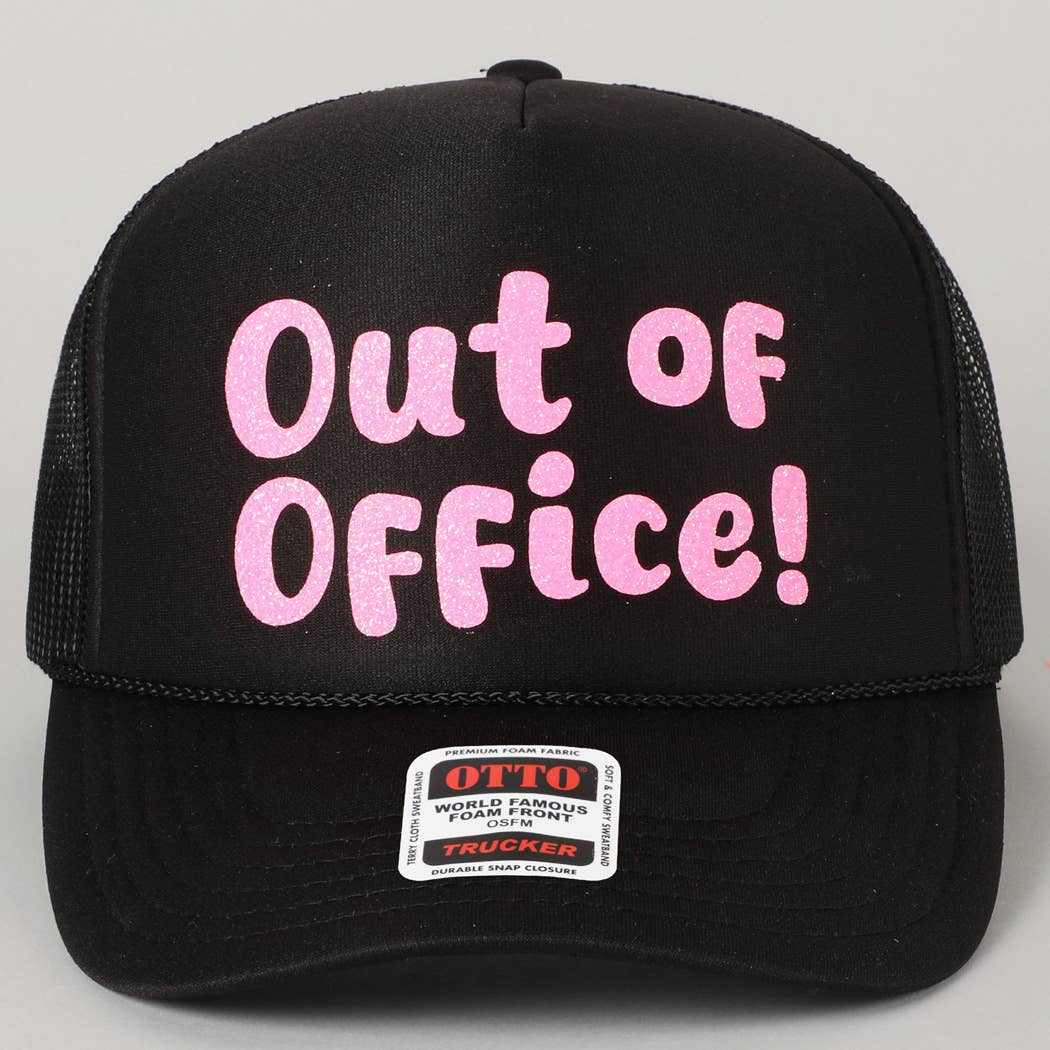 Fashion City - Wholesale Trucker Hat - Unisex - Out of Office Glitter Letter Logo Foam Trucker Hat0