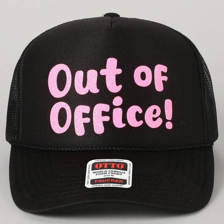 Fashion City - Wholesale Trucker Hat - Unisex - Out of Office Glitter Letter Logo Foam Trucker Hat