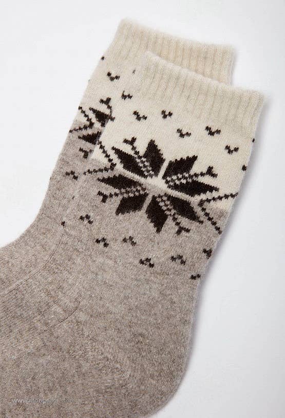 Mongulai – wholesale Strumpor - Unisex – 100% Fårull strumpor med snöflinga1