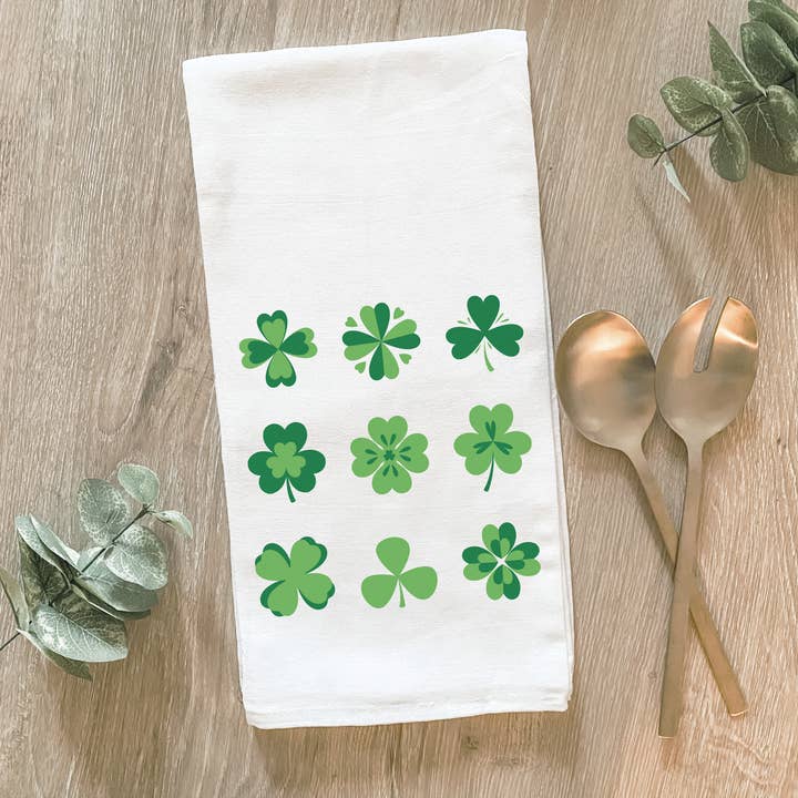 St. Patrick's Day Shamrocks - Cotton Tea Towel for wholesale by Lissi Designs