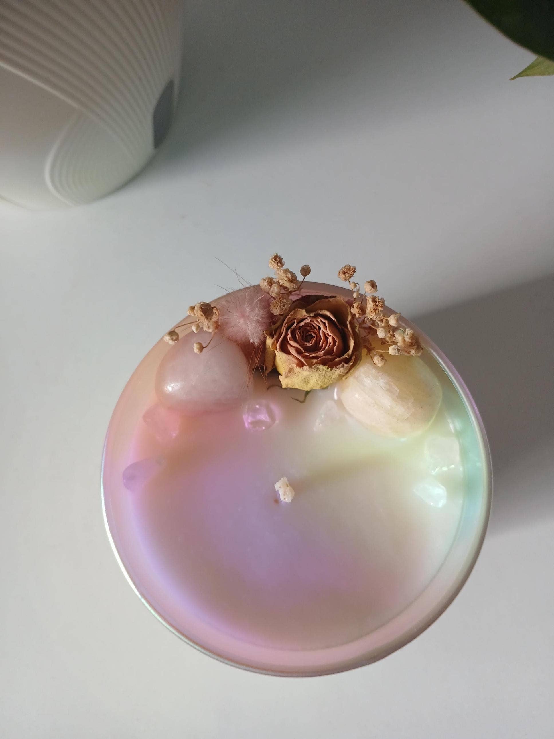 moon and mantras - Wholesale Jar/Filled Candle - Angel Numbers Crystal Intention Candle with Healing Crystals2