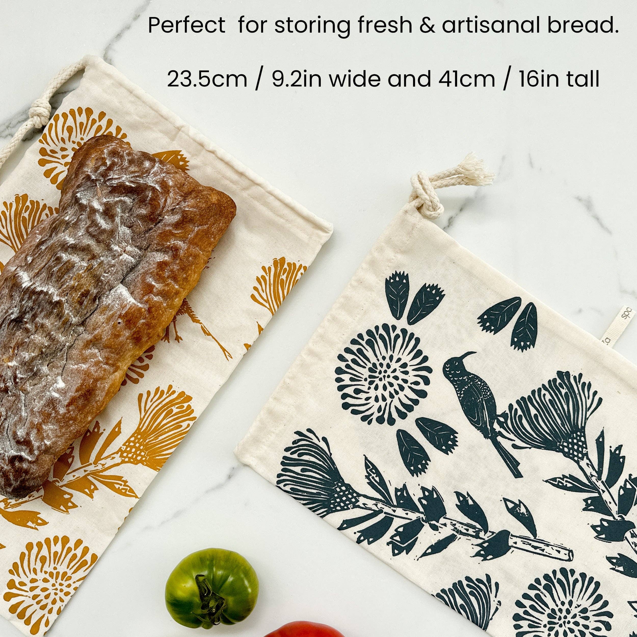 Halo Dish Covers - Wholesale Food Storage Wrap/Bag - Bread Bag reusable 100% organic cotton 9.5 inch x 16 inch wi3