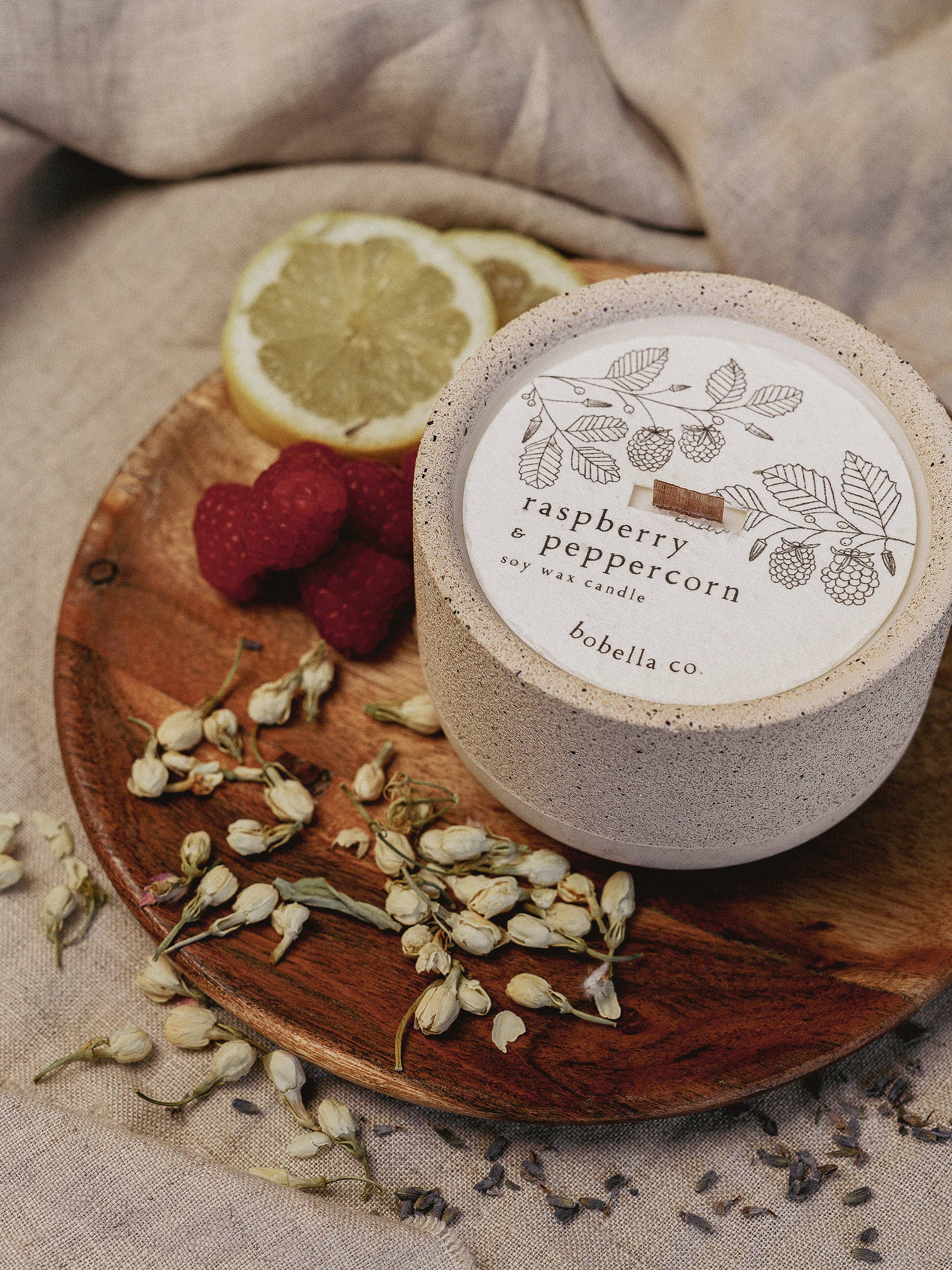 Bobella Co. - Wholesale Jar/Filled Candle - Raspberry & Peppercorn Soy Wax Candle3