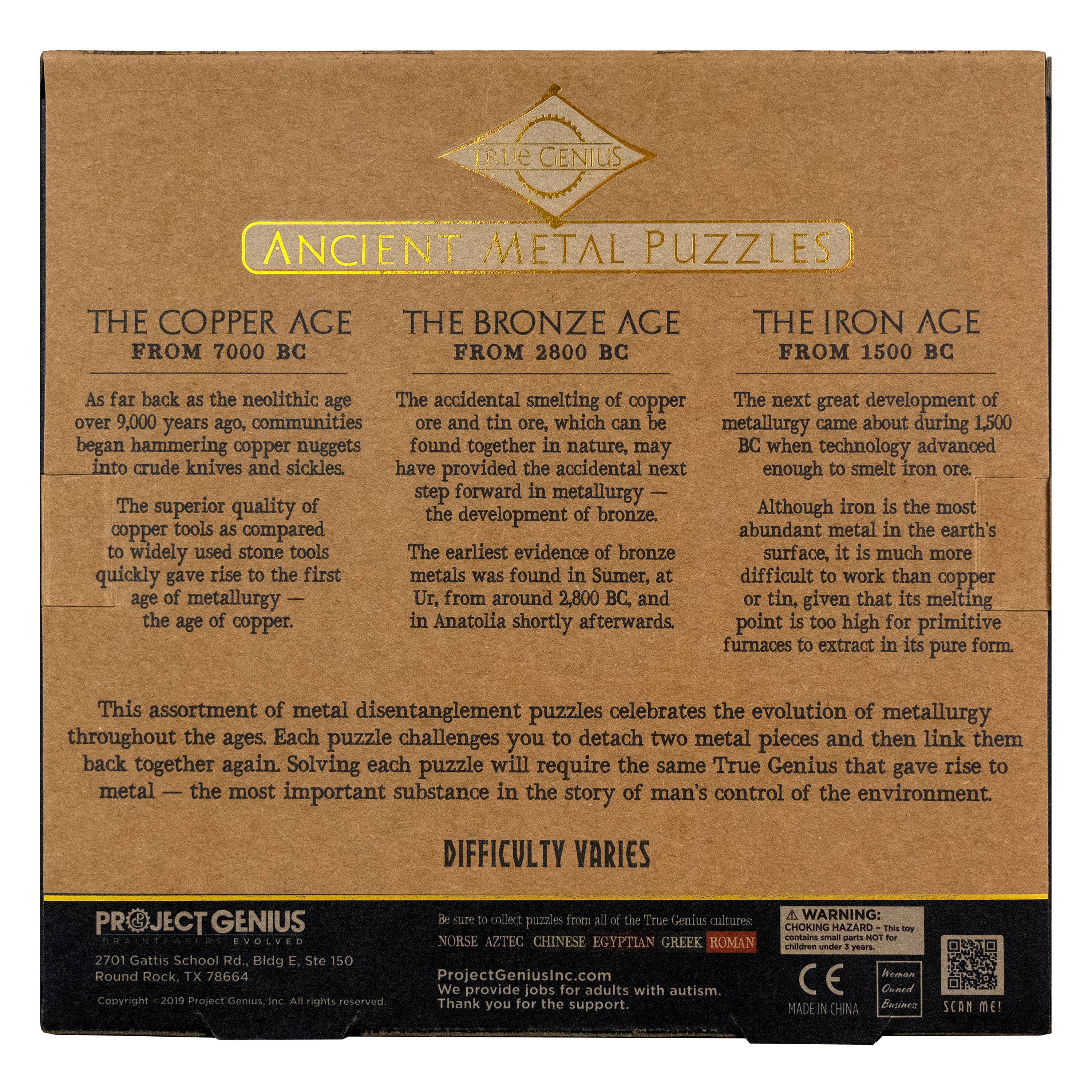 Project Genius - Vendita all'ingrosso Puzzle - Adulti - Set di puzzle True Genius in metallo antico da 12 pezzi6