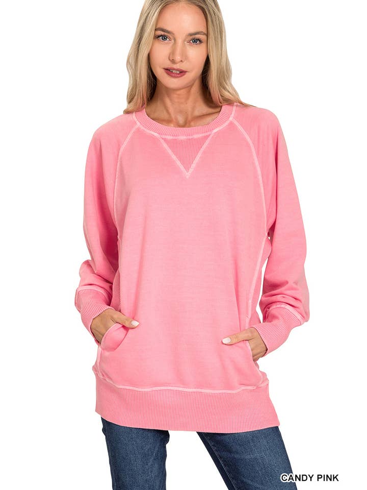 Vanilla Monkey - Vendita all'ingrosso Felpa - Donna - Pullover French Terry tinto a pigmento con tasche16