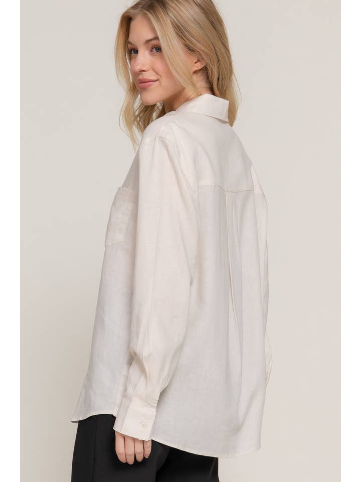 Active Basic | Active USA - Wholesale Button Down Shirt - Women's - Long Sleeve Linen Blend Shirt13