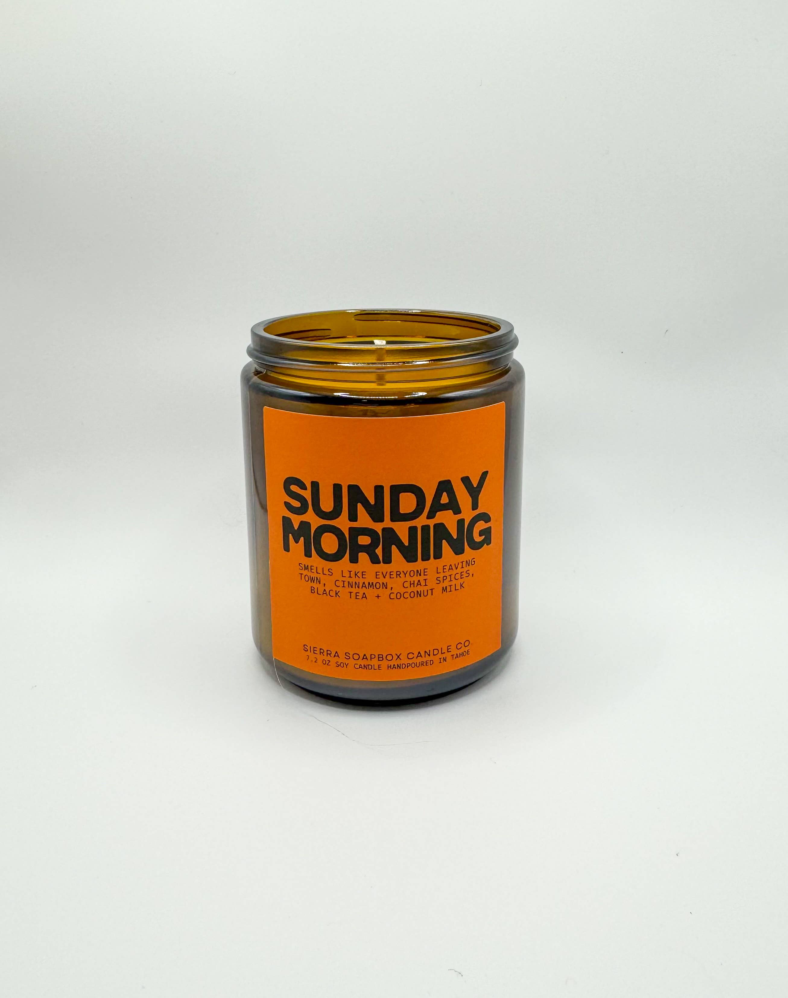 Sierra Soapbox Candle Co. - Vente Bougie en bocal - Dimanche matin [Chai à la cannelle + Lait de coco]1