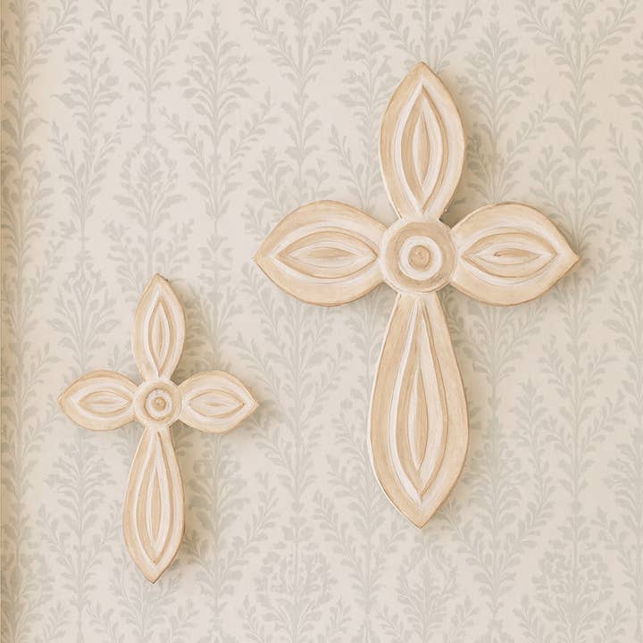 Whitewash Wood Cross Large for wholesale by Rahab's Rope