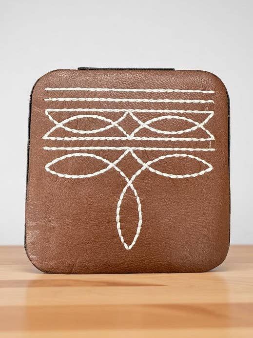 WESTERN BOOT STITCH LEATHER JEWELRY BOX for wholesale by Andrea Bijoux