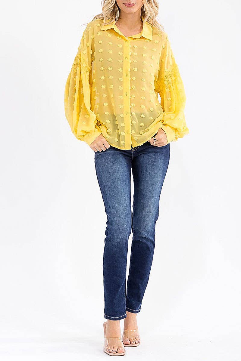 ROUSSEAU - Vente Chemise à col boutonné – femme - CHEMISIER À MANCHES LONGUES AVEC BOUTONS ET DÉTAILS À POIS SUISSES17