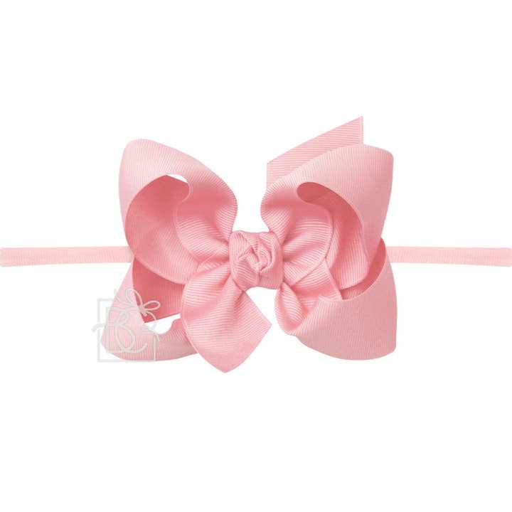 Beyond Creations, LLC - Wholesale Fashion Headband - Kids - 1/4" NYLON PANTYHOSE HEADBAND W/SIGNATURE GROSGRAIN BOW