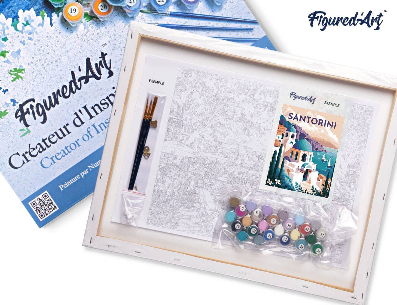 Figured'Art - Wholesale DIY Craft Kit - Paint by numbers Travel Poster Santorini framed4