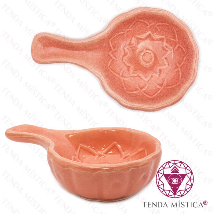 Tenda Mística - Venta al por mayor Portainciensos - Quemador Plano Cerámica Mandala Rosa Salmón