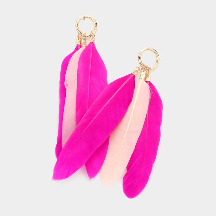 Sensibling Corp. - Vente Boucles d'oreilles pendantes - Boucles d'oreilles pendantes à trois plumes4