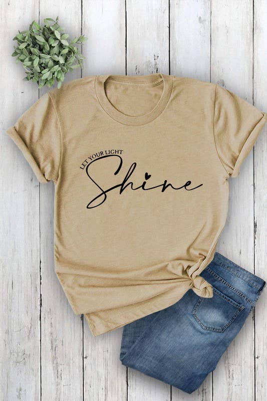 Top Avenue – Engroshandel T-shirt med print - Dame – Lad dit lys skinne, Unisex rund hals kortærmet T-shirt1