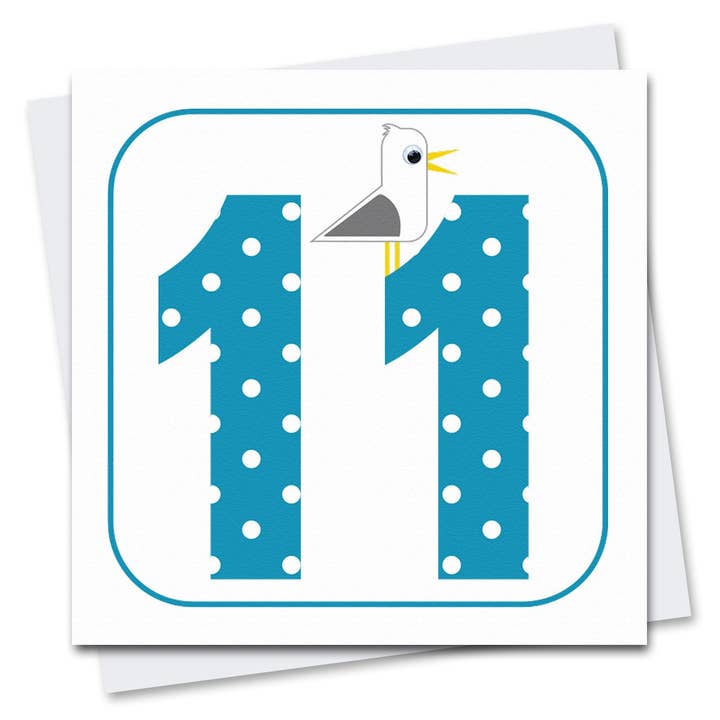 Age 11 Birthday Card | Gender Neutral | Children's Age Cards for wholesale by Stripey Cats Cards