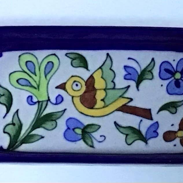 natural habitat - Wholesale Bath Soap Dish - Pottery Soap Dish Rect Chirpy Bird