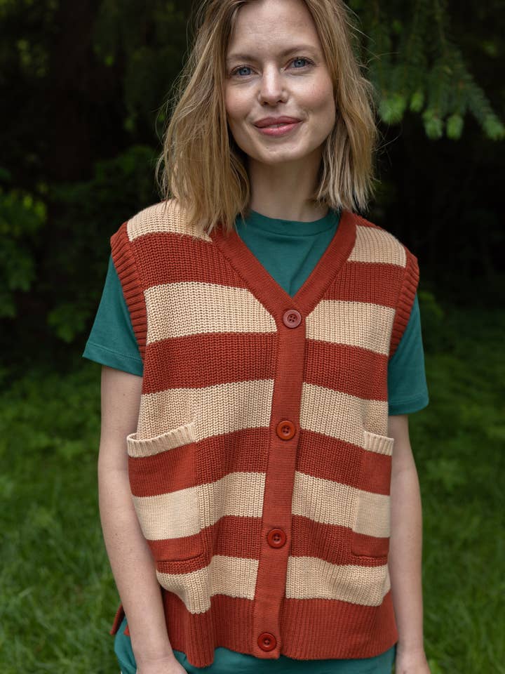 Chaleco de Punto de Algodón Danegentle Chili/Nougat para venta al por mayor de Danefae København