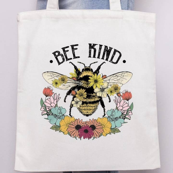 Bee Kind Canvas Bag for wholesale by Peach Closet