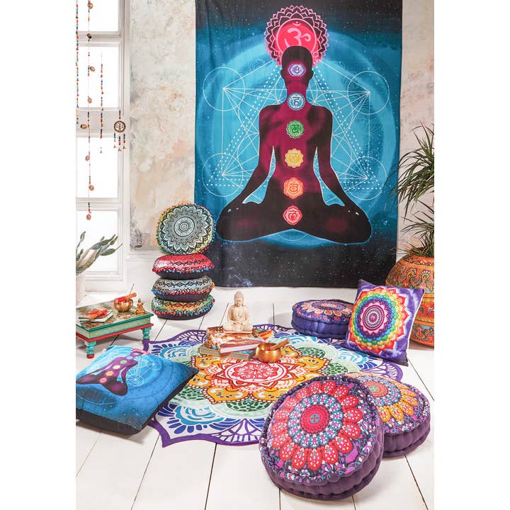 Namaste - Wholesale Yoga mat - Printed Beach Roundie / Yoga Mat With Towel Backing1