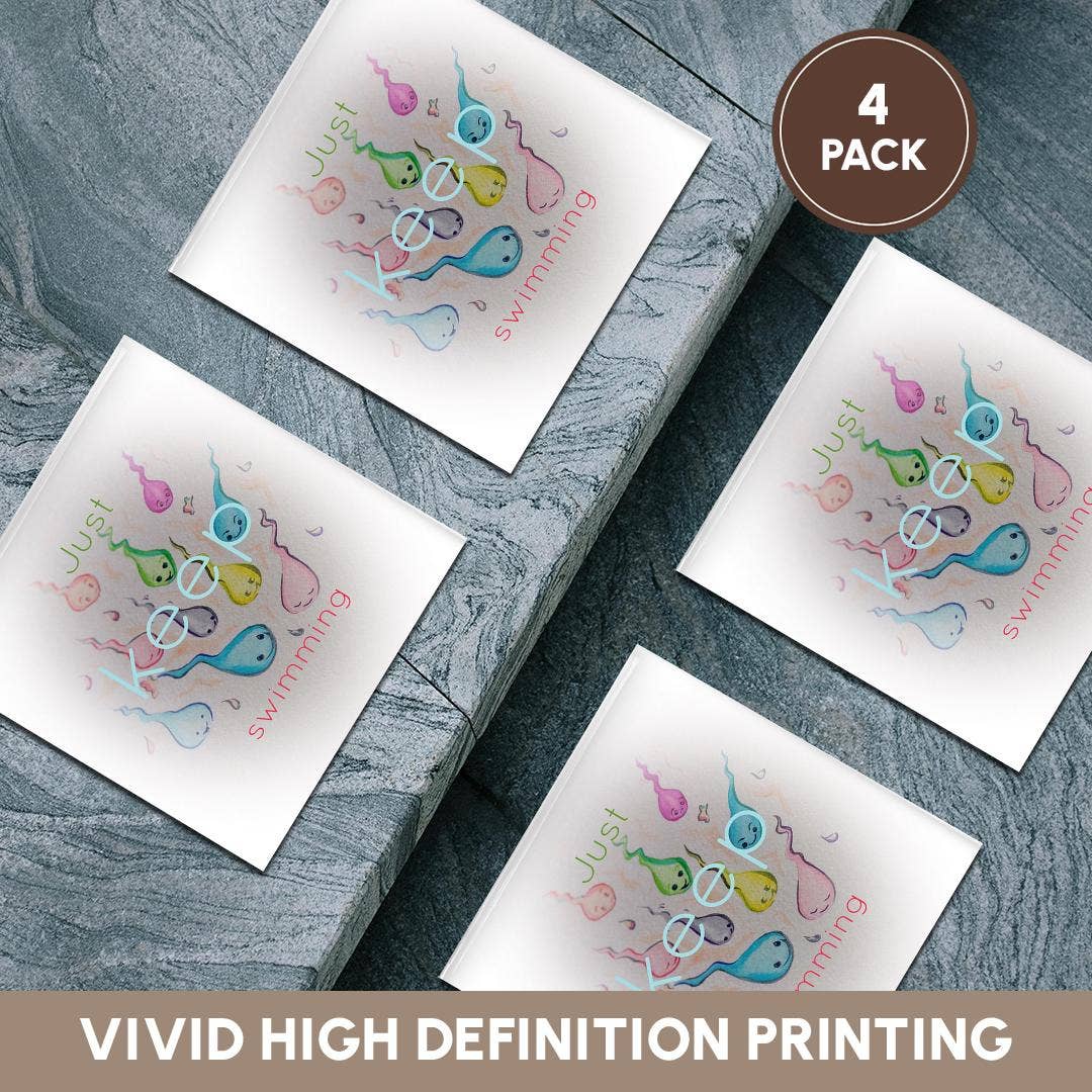 3dRose - Wholesale Coasters - 3dRose, Cute image of sperm with typography., Coaster5