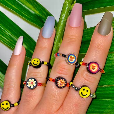 cutandcropped - Wholesale Band/Stacked Ring - 20 Random Seed Bead Rings1