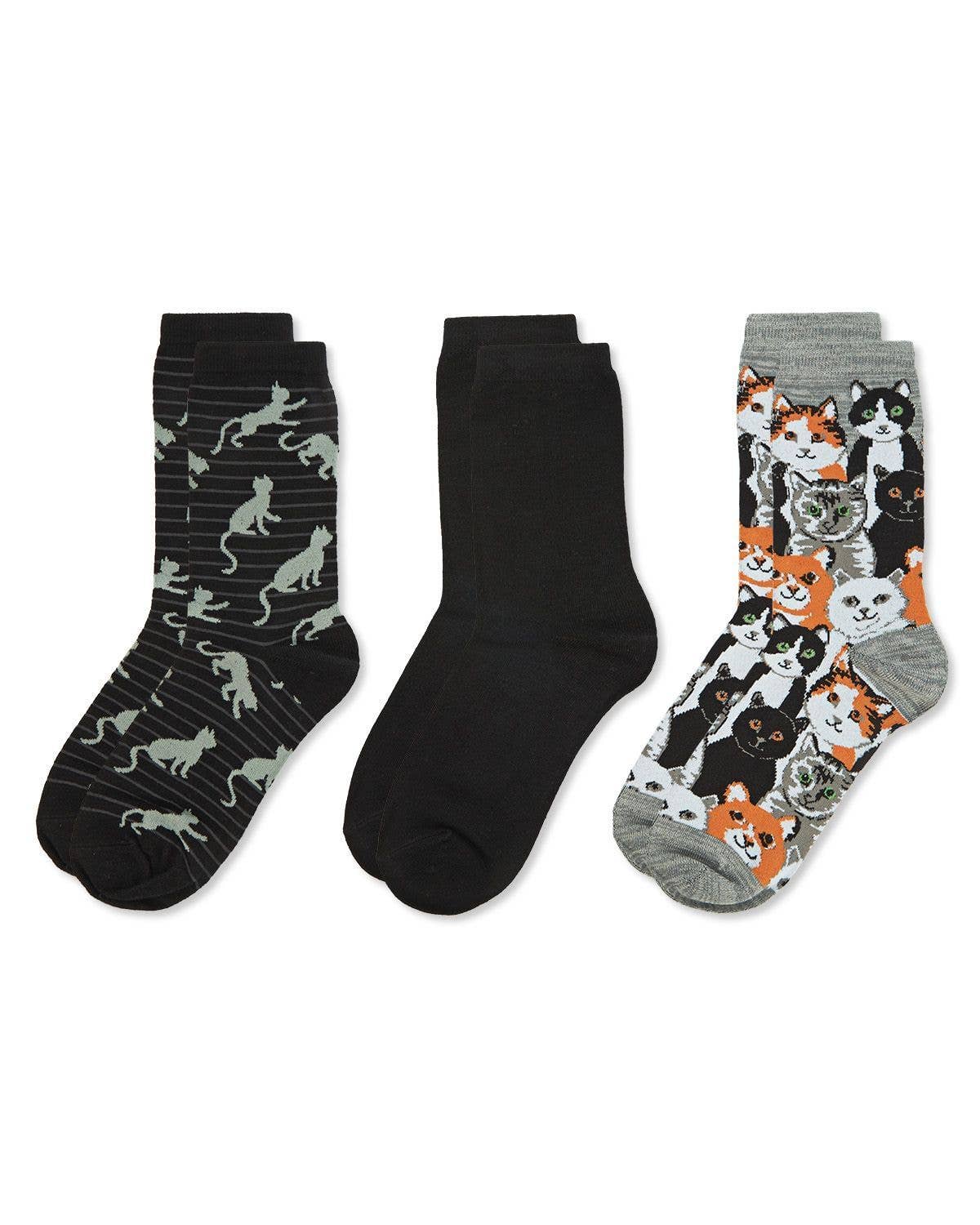 Infinity Classics International Inc. - Wholesale Socks - Women's - MeMoi Cats Montage Bamboo Crew 3 Pair Pack8