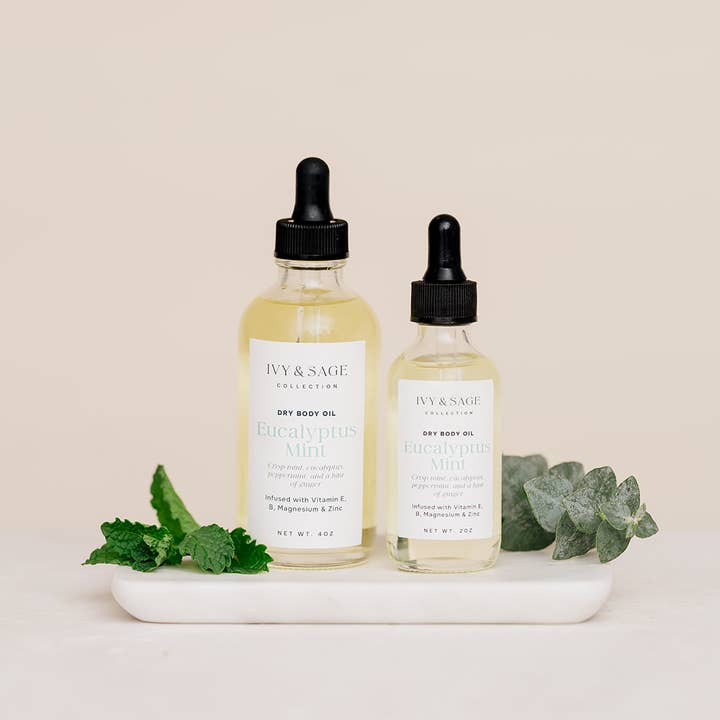 Dry Body Oil – Eucalyptus Mint, Lightweight & Fresh for wholesale by Ivy & Sage Collection