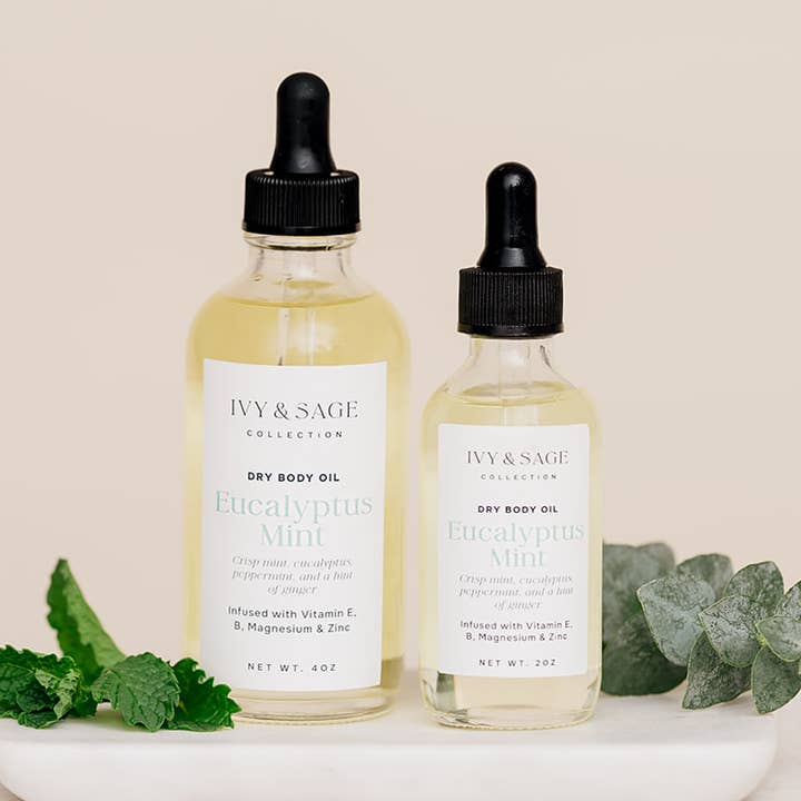 Dry Body Oil – Eucalyptus Mint, Lightweight & Fresh for wholesale by Ivy & Sage Collection