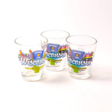 Wisconsin Badger State Souvenir Shot Glass - 3ct for wholesale by Mid America