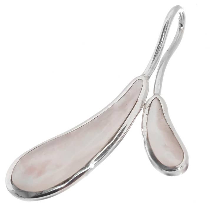 Pendentif en argent sterling 925 pétale de coquille d'huître blanche en nacre, 1 3/4" pour la vente par FifiRose