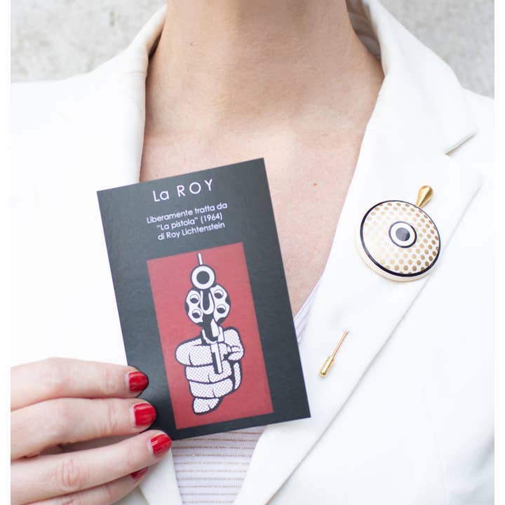 Ivory Black Gold La Roy Pin for wholesale on Faire2