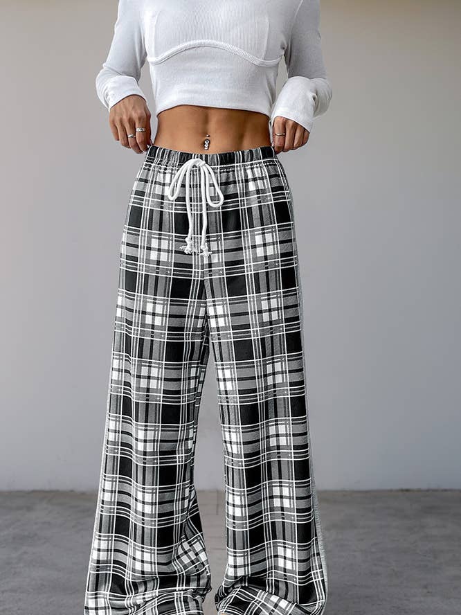 Elastisk Talje Tern Patchwork Brede Bukser BFZY1336 for engroshandel hos UNISHE