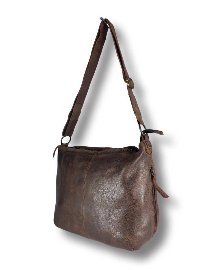 Arrigo - Wholesale Shoulder Bag - Women's - Arrigo Shoulder Bag Crossbody Bag Brown Washed Leather13