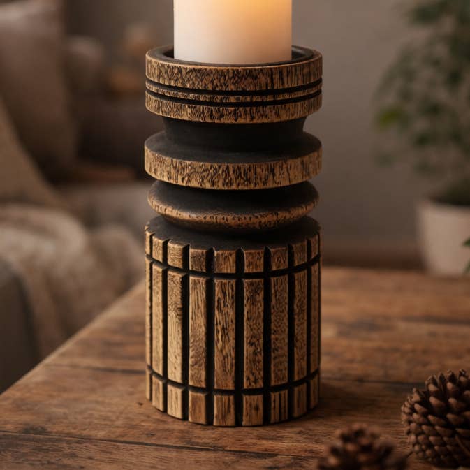Candle Holder | Decorative Wooden Candle Holder | 4x11" for wholesale by ExpoBazaar