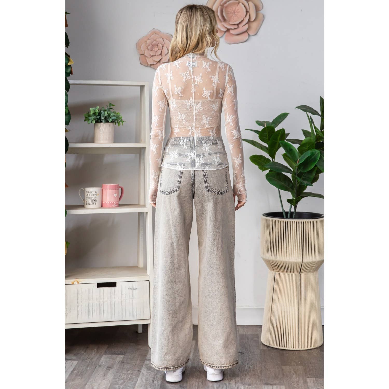 Veveret – Blusa - Mulher por atacado – Top Transparente de Renda com Manga Comprida35