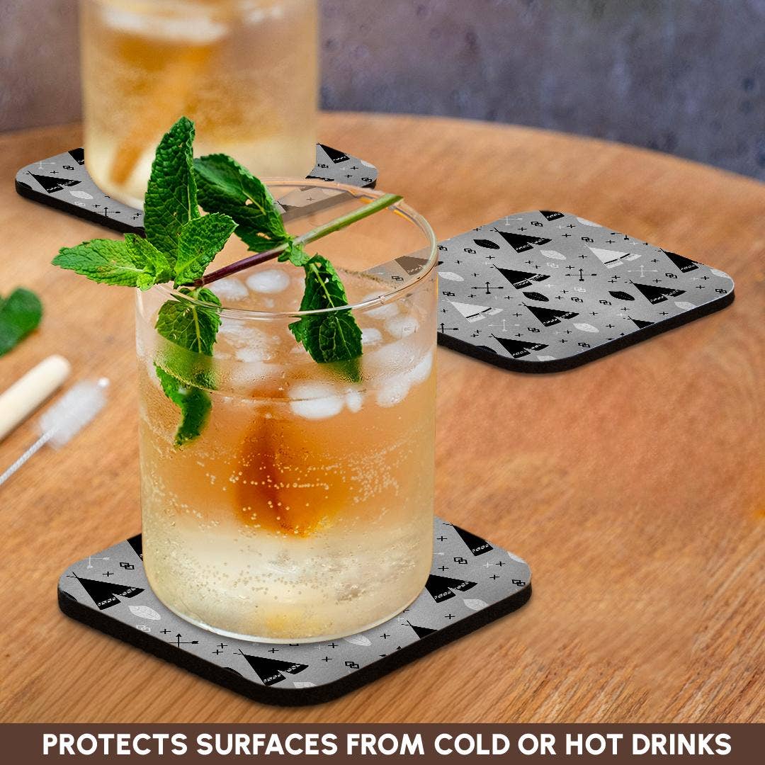 3dRose - Wholesale Coasters - 3dRose, Tribal Teepee Black Gray White, Coaster9