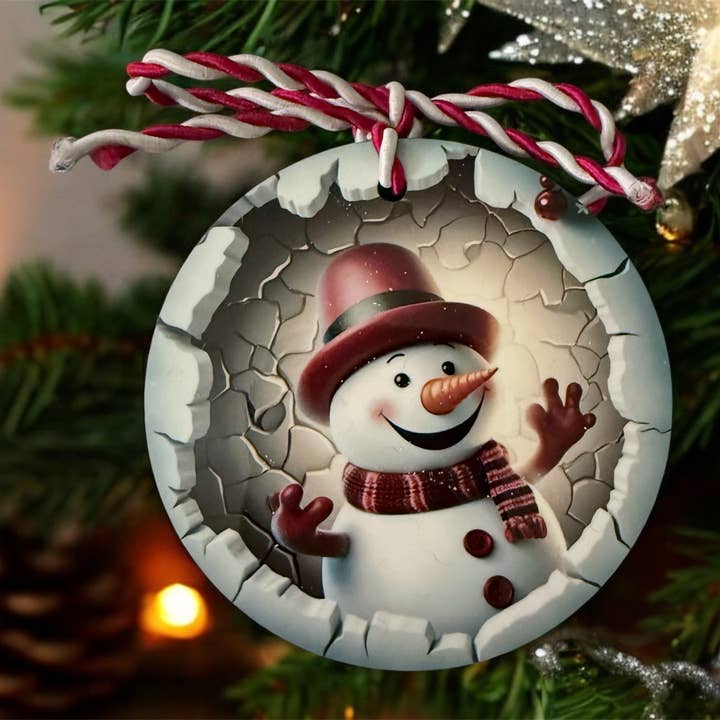 Happy Snowman Christmas Ornament, Christmas Tree, Snowmen for wholesale by Shades Jewelry & Gifts