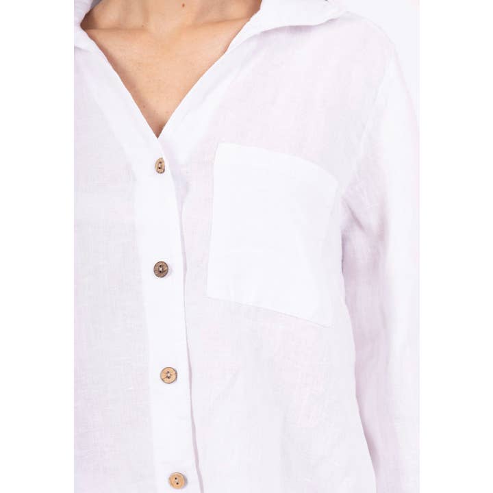 LINEN & COTTON HOUSE - Wholesale Buttoned-down shirt – Women's - 6235 SHORT LINEN SHIRT WITH FRONT POCKET20