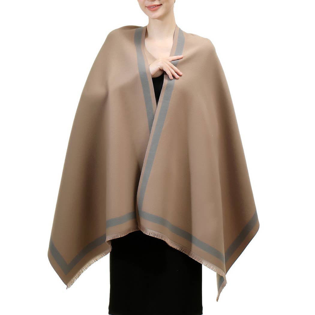 Fashion City - Wholesale Wrap - Women's - Reversible Oversized Border Cashmere Feel Shawl6