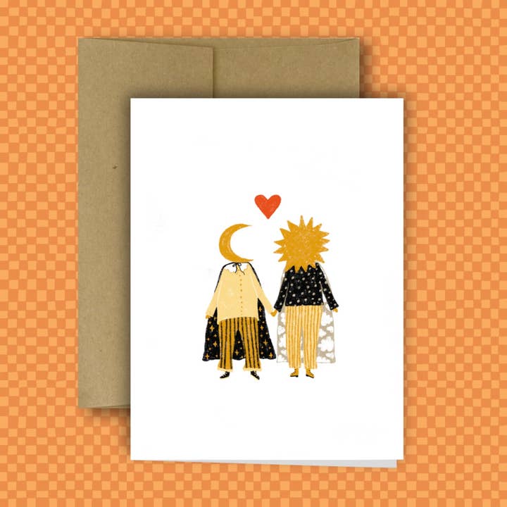 Carte de vœux PERSONNE SOLEIL & PERSONNE LUNE pour la vente par RANI BAN CO