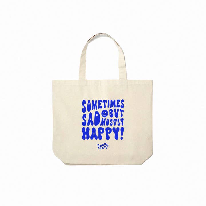 'sometimes sad...' heritage canvas tote bag for wholesale by Happy Tears